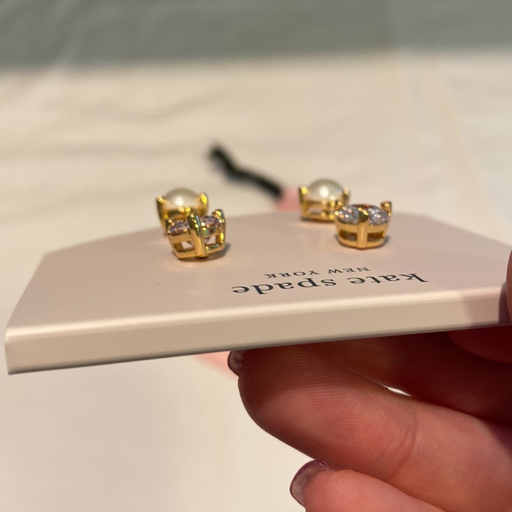 NWT Kate Spade “Rise and Shine” earrings with pink drawstring bag - Picture 8 of 13
